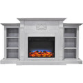 Electric Fireplace with Built-in Bookshelves and Multi-Color LED Flame Display S839082