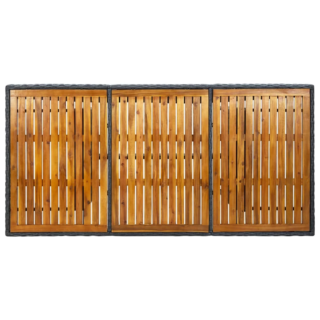 Acacia Wood Top Poly Rattan Outdoor Dining Table K9694