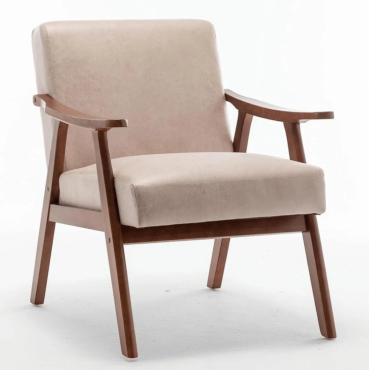Mid-Century Modern Velvet Accent Chair with Solid Wood Frame Z46266