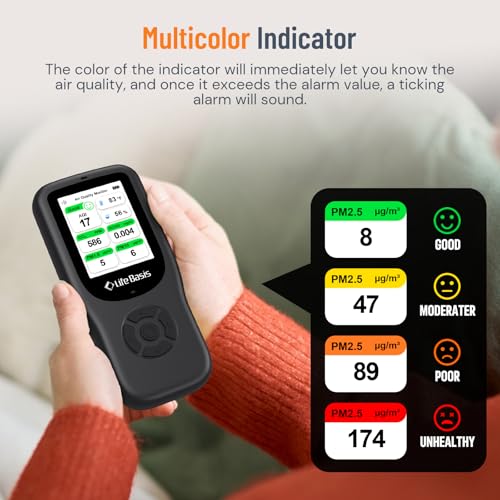 11-in-1 Air Quality Monitor with Stand - Black F407