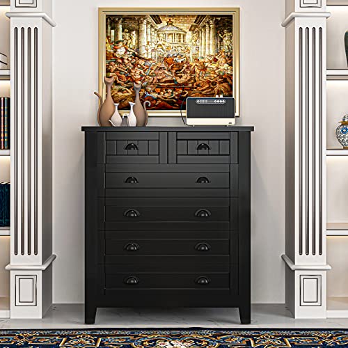 White 6 Drawer Wooden Dresser J421085