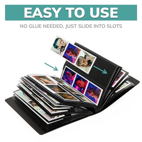 2x6 Photo Strip Album, 26 Pages, Holds 104 Photos, Black, 1-Pack H842793