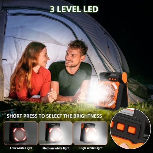 20000mAh Rechargeable Solar Fan with LED Light Q24778