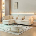 90.9 in L-Shaped Cotton Linen 3-Seater Modular Sofa with 3 Throw Pillows J509