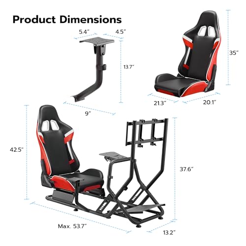 Racing Simulator Cockpit with Monitor Mount and Seat Y5437