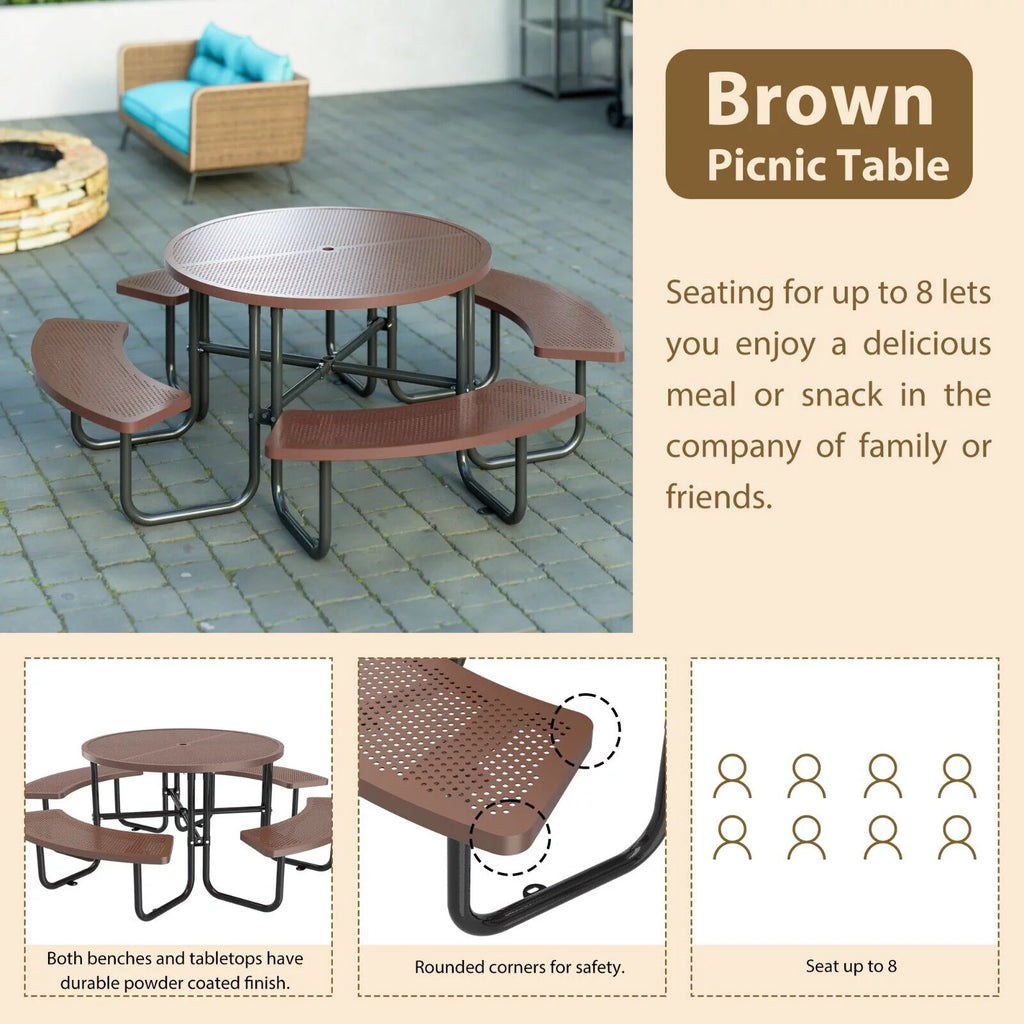 Brown Round Portable Picnic Table R907