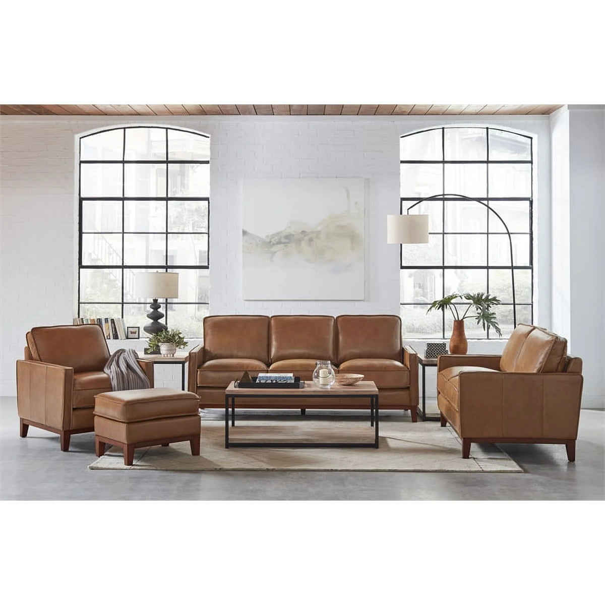 Camel Brown Leather Loveseat F952836