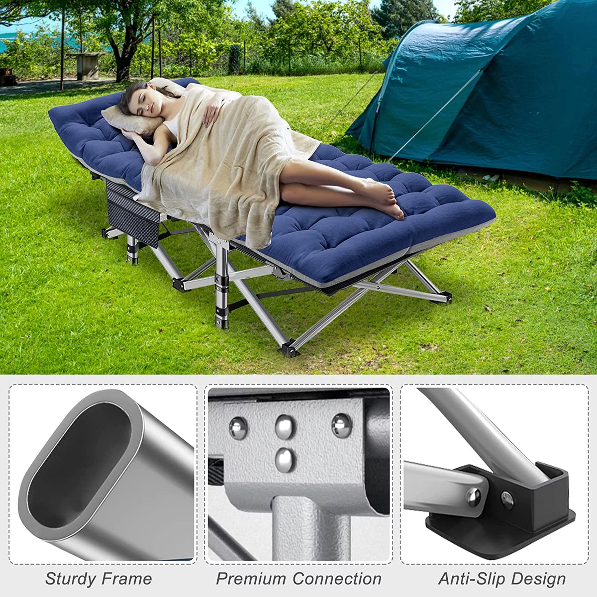 Folding Camping Cot with Cushion & Pillow K428