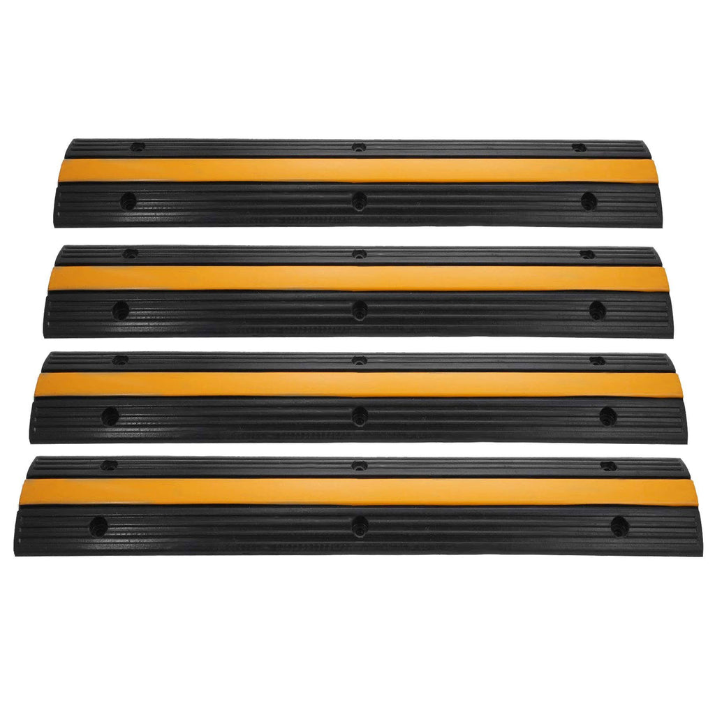 Black Rubber Cable Protector Speed Bump (4 Pack Single Channel) U4427