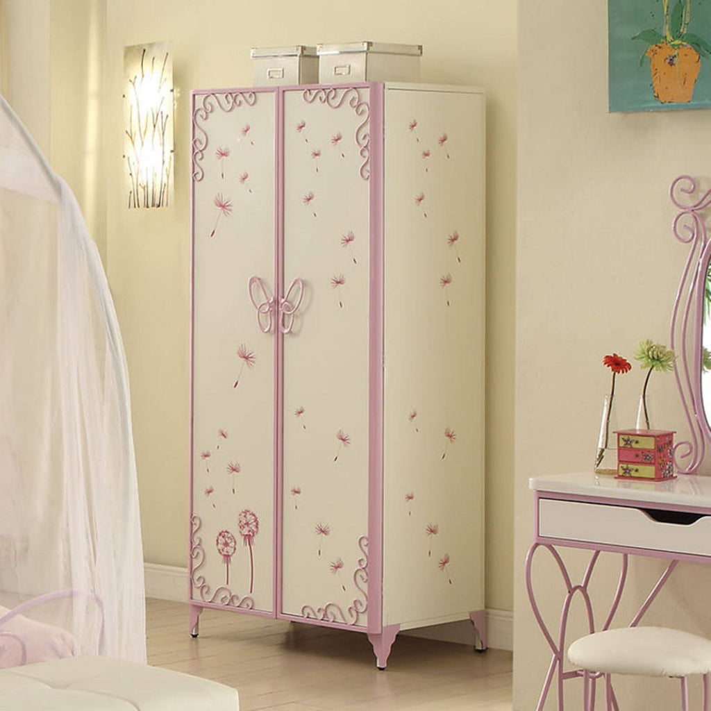 White & Light Purple Armoire M7874