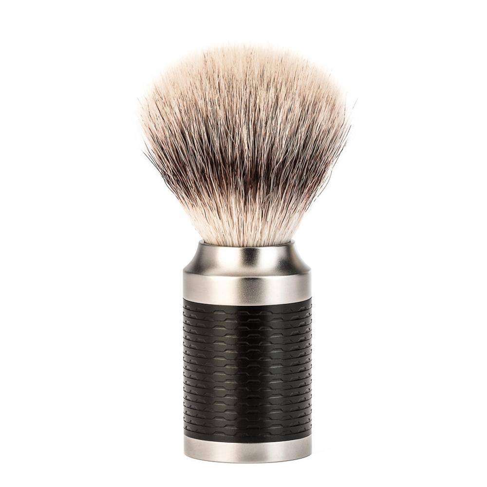 Stainless Steel Black Silvertip Fiber Shaving Brush B85741