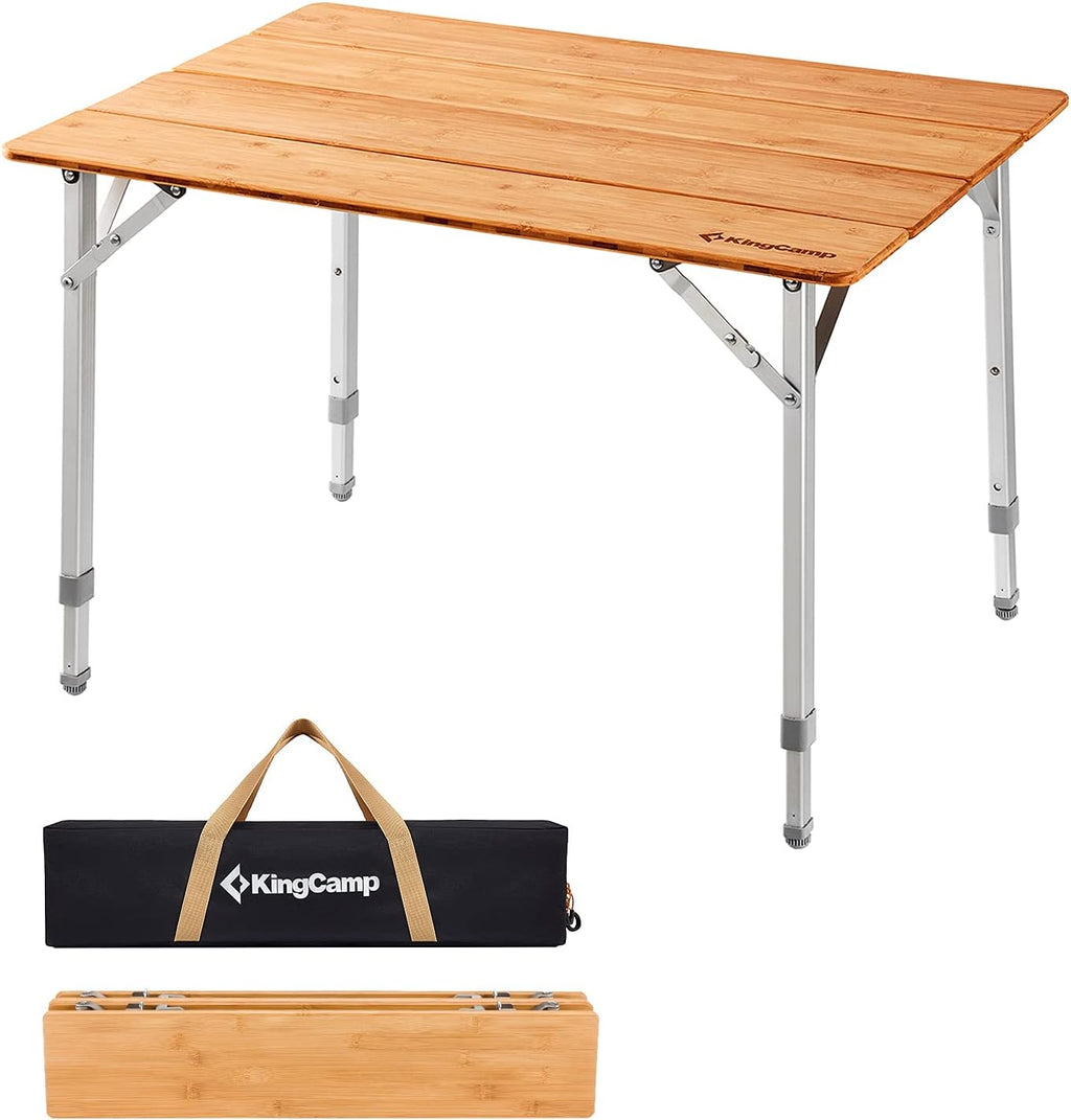 Bamboo Folding Table with Adjustable Height Aluminum Legs F761122