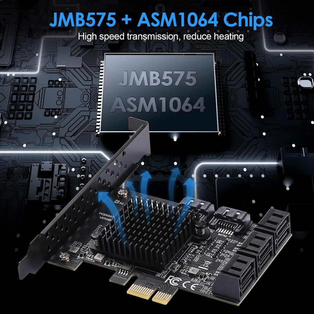 PCIe SATA Card 8 Ports with 8 SATA Cables and Low Profile Bracket I322