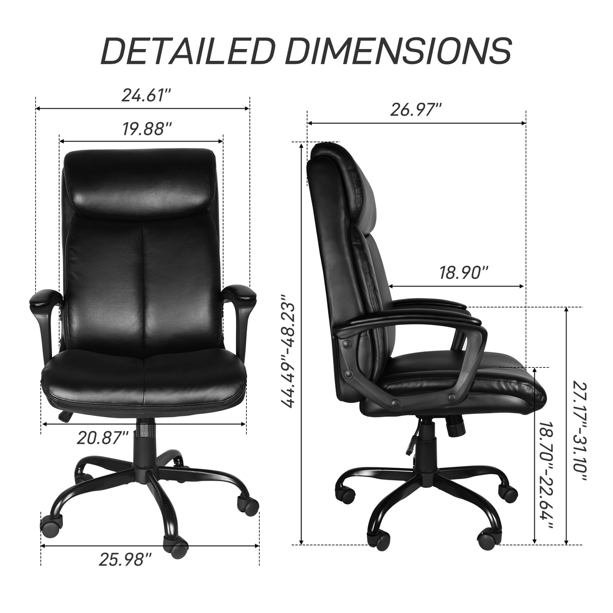 Black PU Leather Adjustable Swivel Office Desk Chair G21685