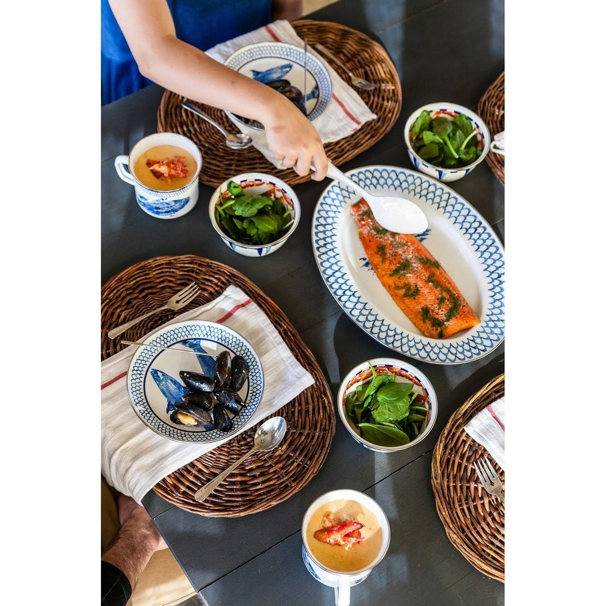 Blue Enamelware Sandwich Plates, Set of 4 E655208