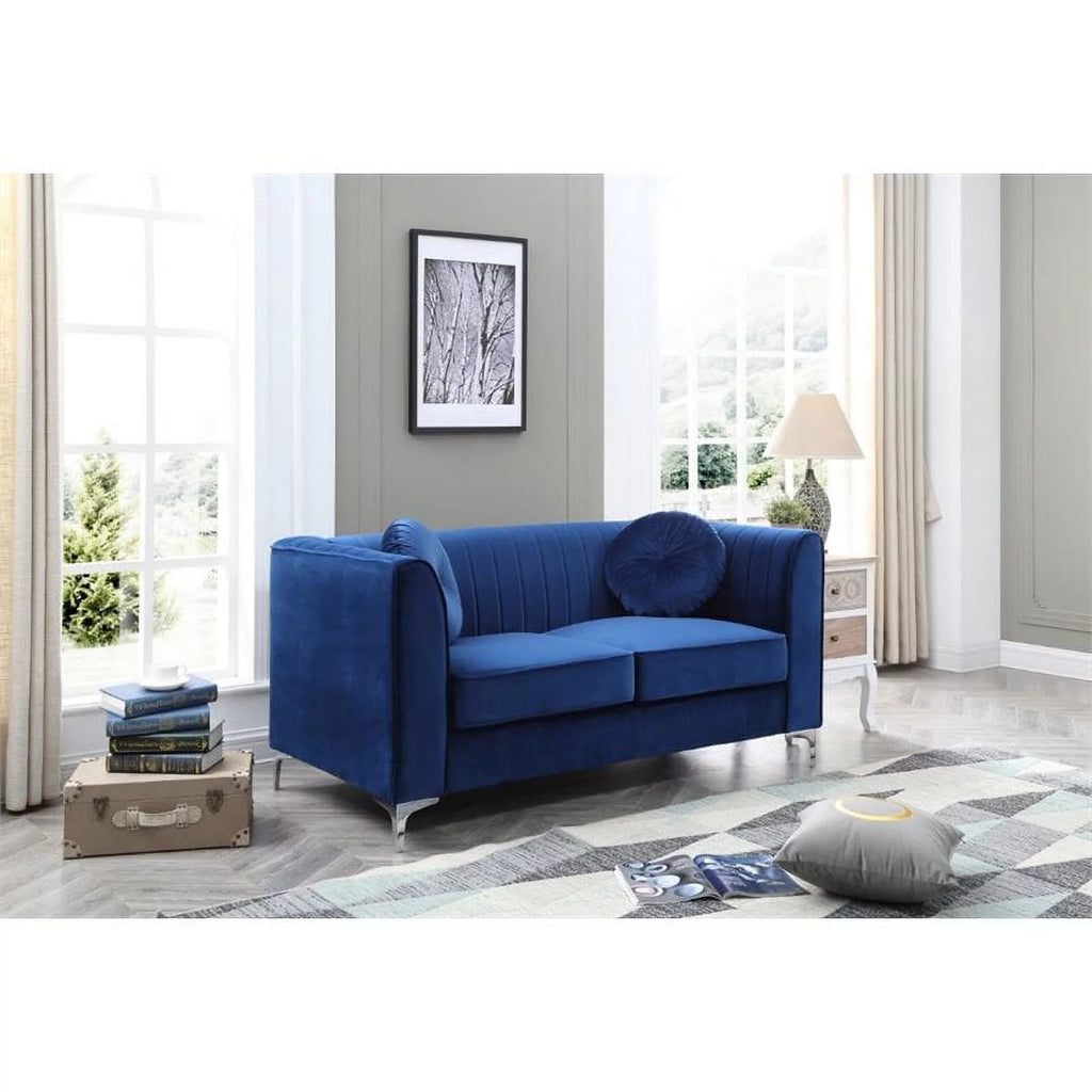 Navy Blue Velvet Loveseat S3758