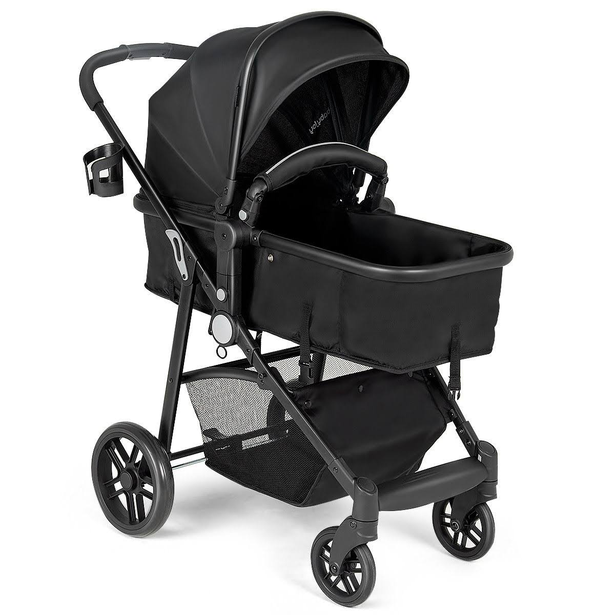 2-in-1 Foldable Newborn Infant Baby Stroller Black F49095