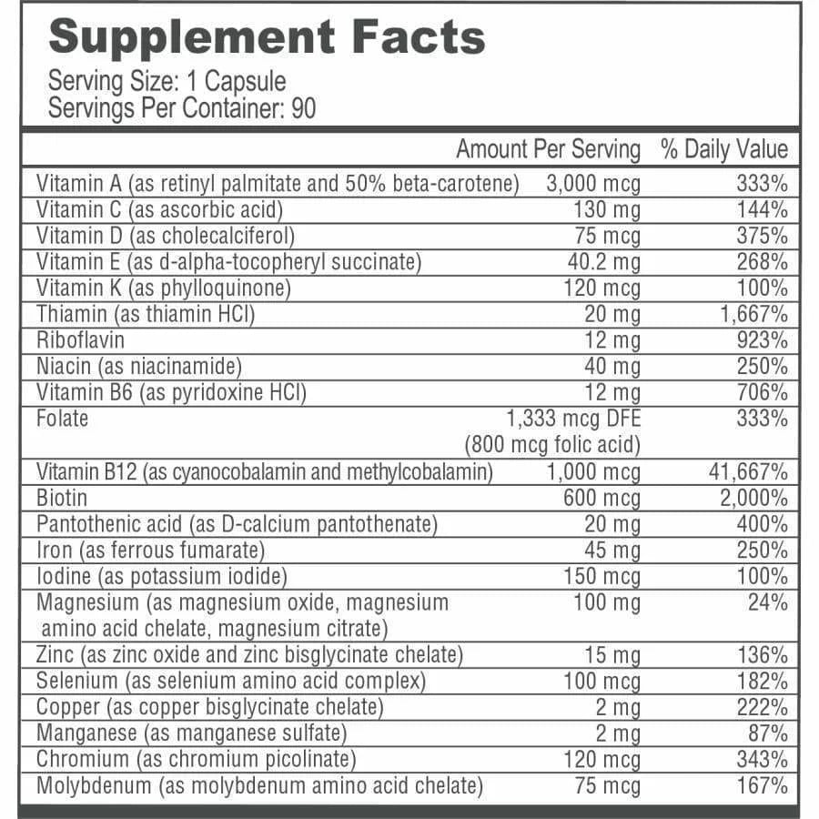 Capsules 1-Month Supply Multivitamin with Iron Calcium Citrate Soft Chews Z626770