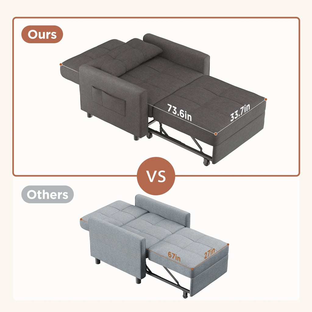 Light Gray Convertible Sofa Bed U378769