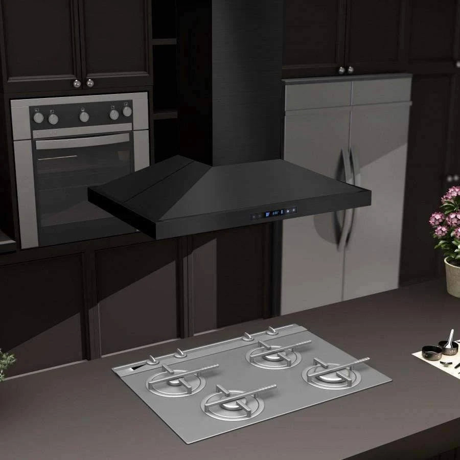 30 in. Island Mount Range Hood in Black Stainless Steel E9409