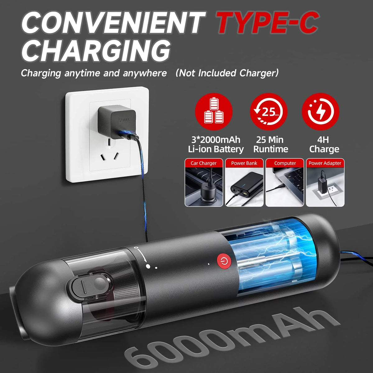Lightweight Cordless Handheld Vacuum with Washable HEPA D111