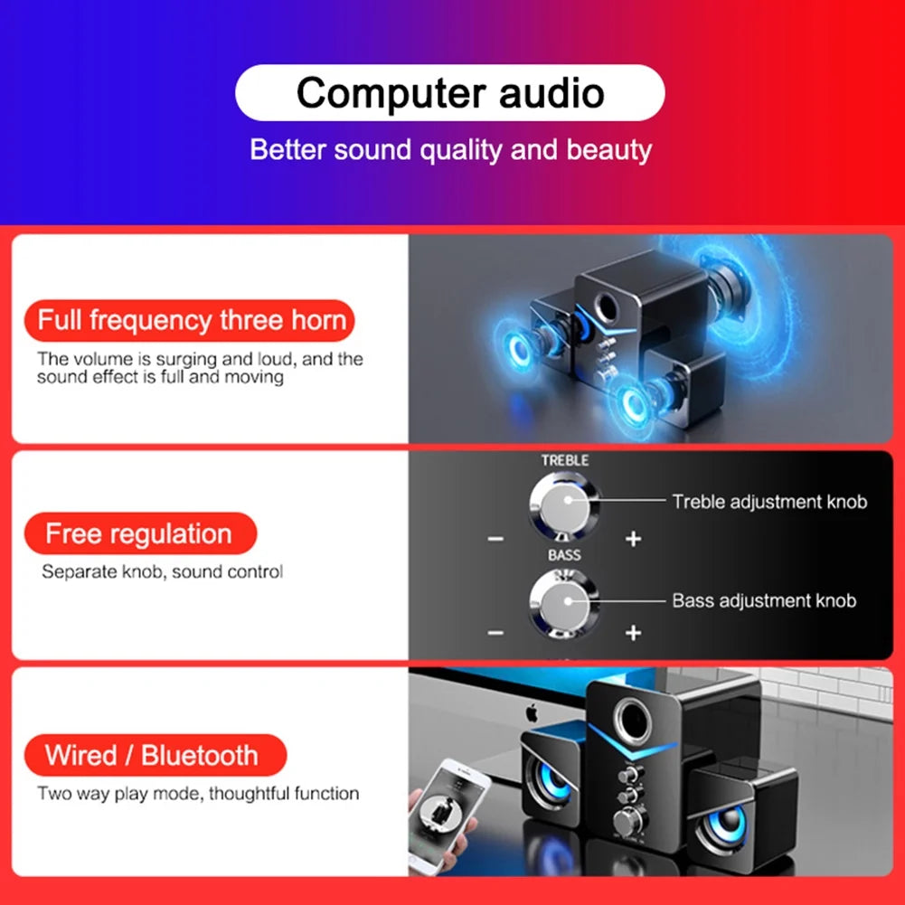 Black USB-Powered 2.1 Mini Multimedia Speakers System, Set of 3 Z624215