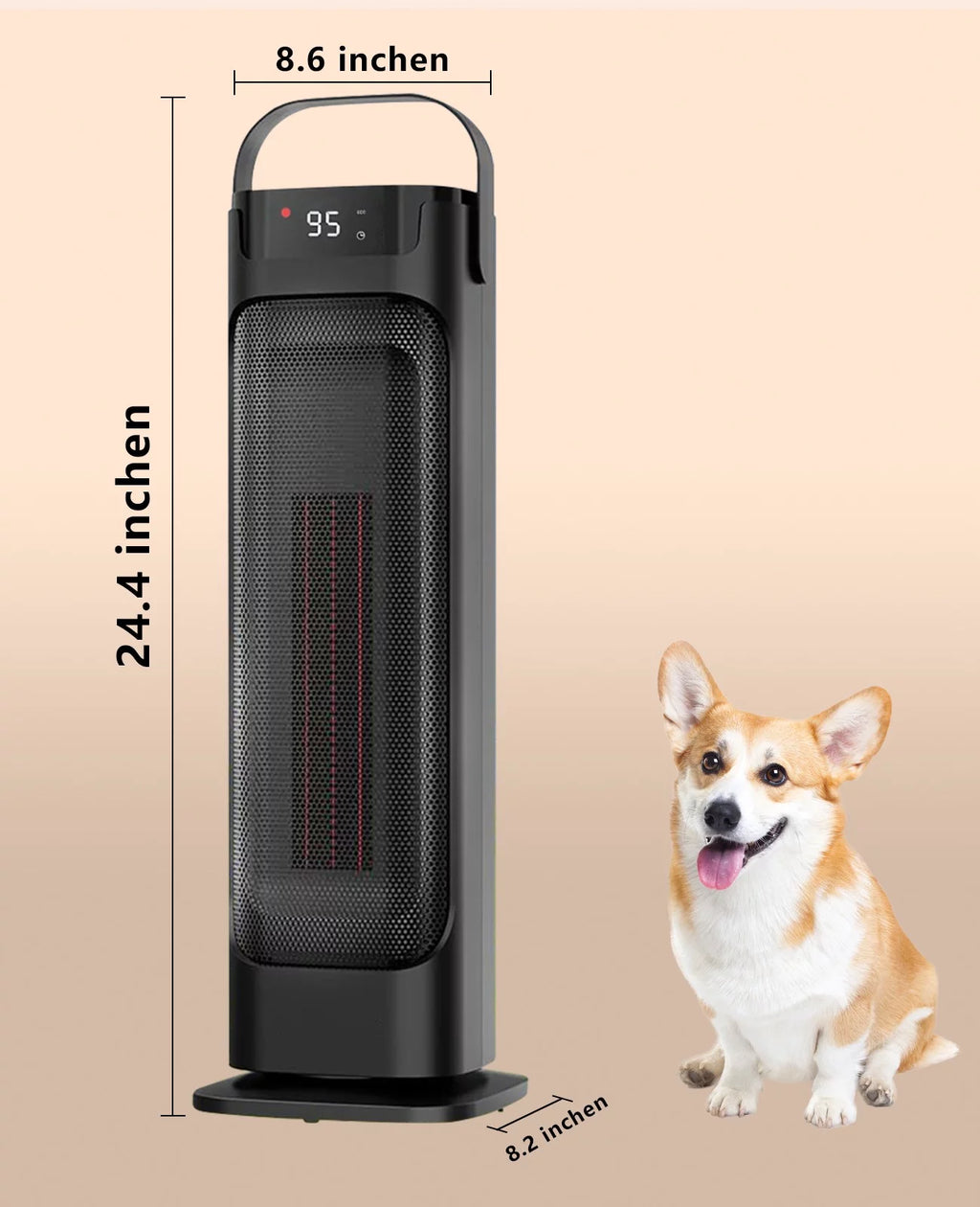 Electric Space Heater Indoor PTC Ceramic Heater with Thermostat Remote 90° Oscillating 1500W T925939