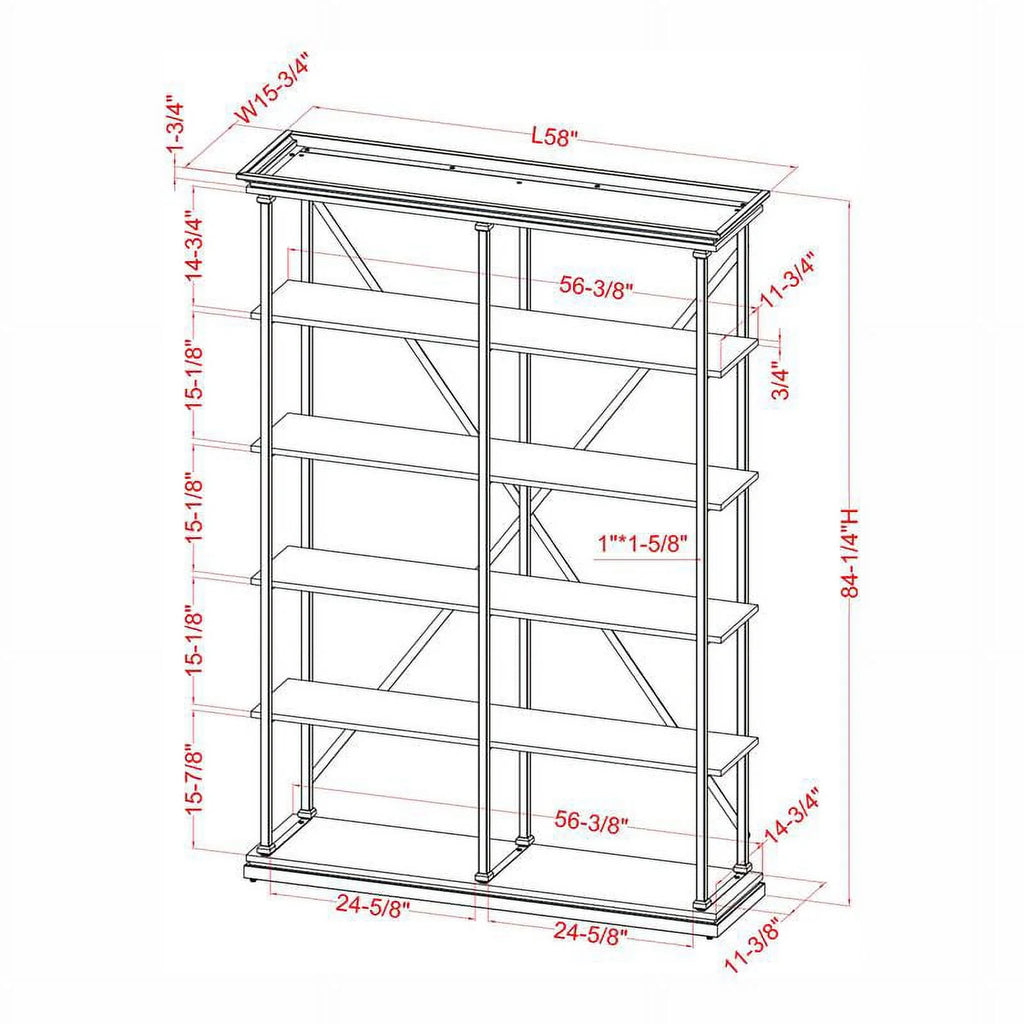 Antique Blue 58-Inch Industrial Metal Bookcase I663