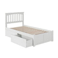 Twin Platform Bed with Footboard and 2 Drawers in White B5403