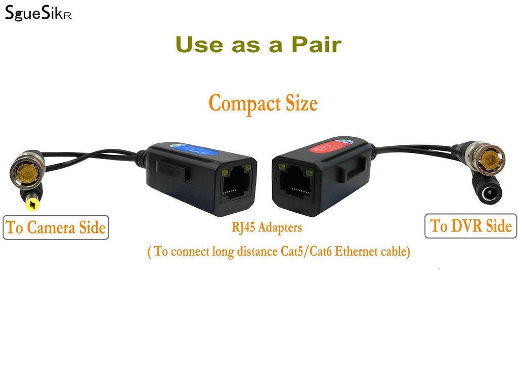 4 Pair Passive Video Balun BNC to RJ45 Adapter with Power 1080P-8MP Analog Camera Network Transceiver Cat5e/Cat6 to BNC Connector Q80825