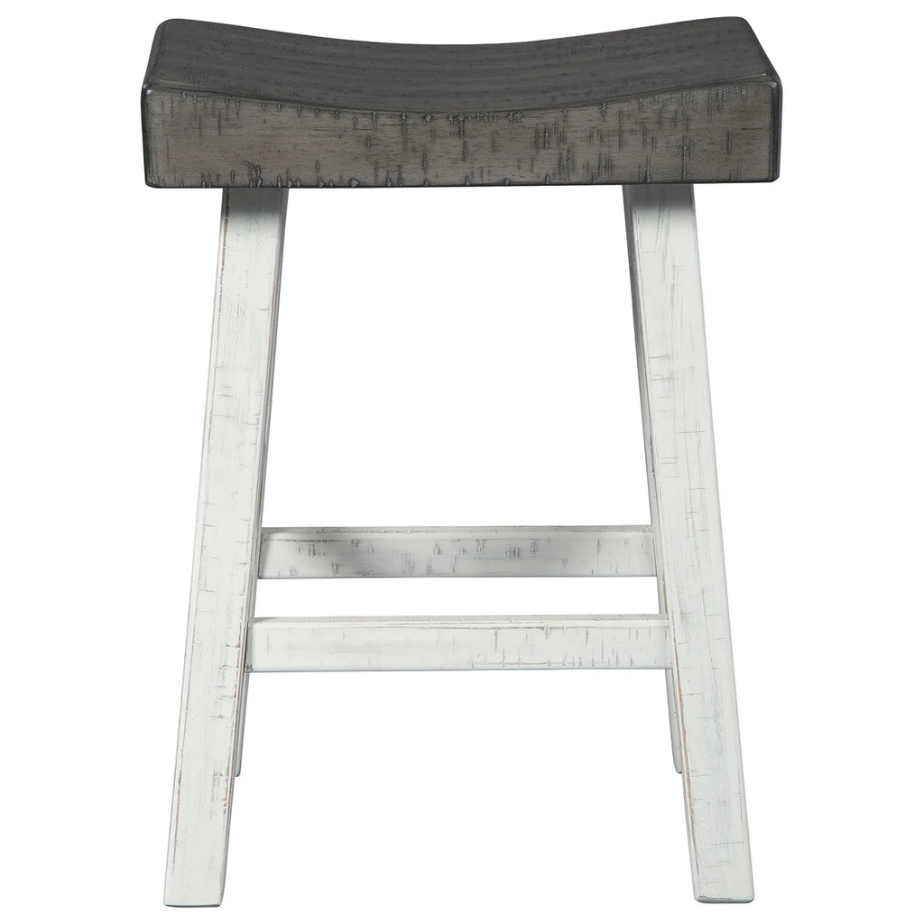 25 Inch Wooden Saddle Stool Set of 2 Brown and White C359920