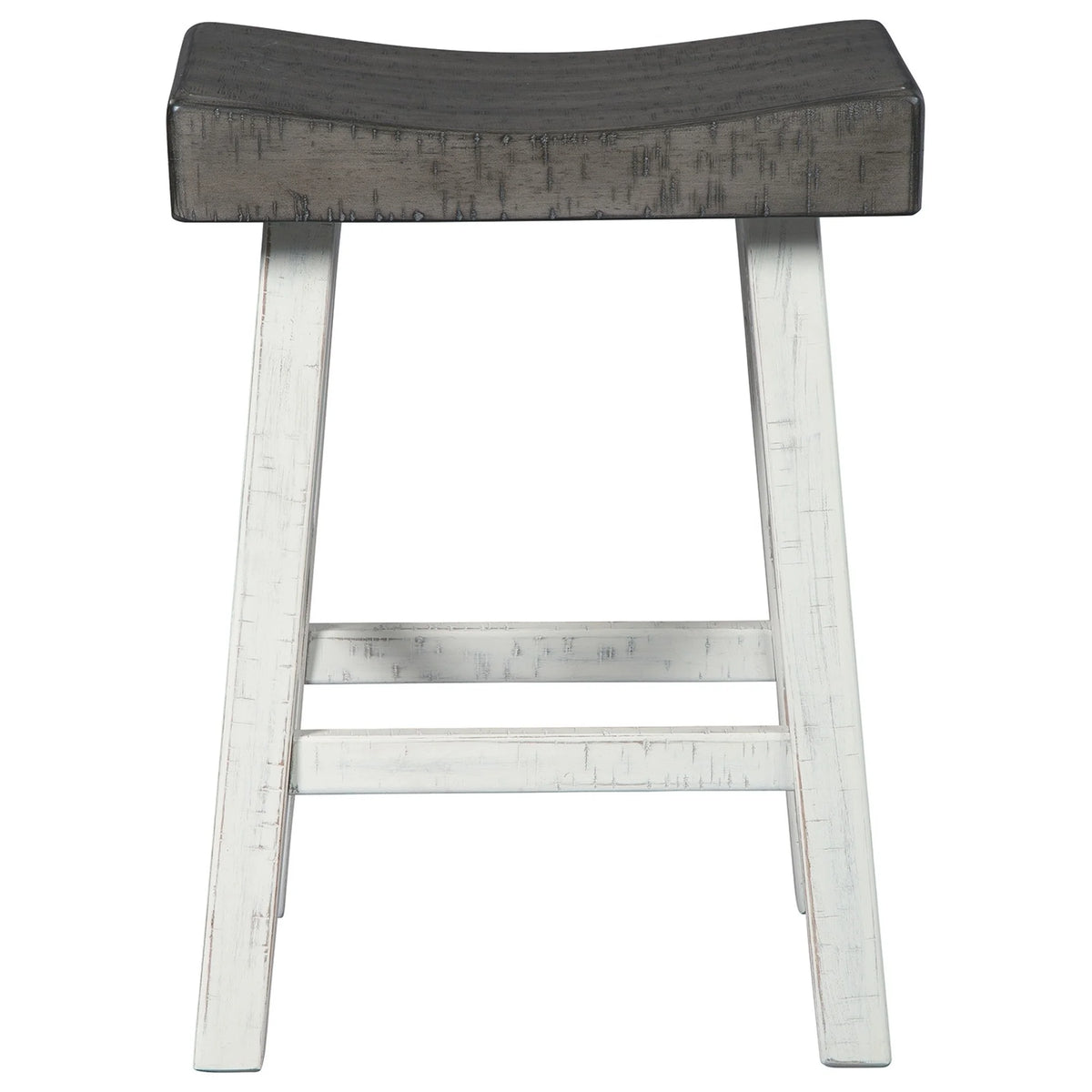 25 Inch Wooden Saddle Stool Set of 2 Brown and White C359920