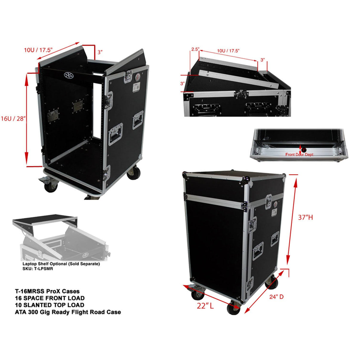 16U Rack x 10U Top Mixer DJ Combo Flight Case Z565