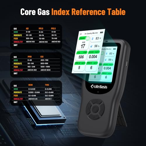 11-in-1 Air Quality Monitor with Stand - Black F407