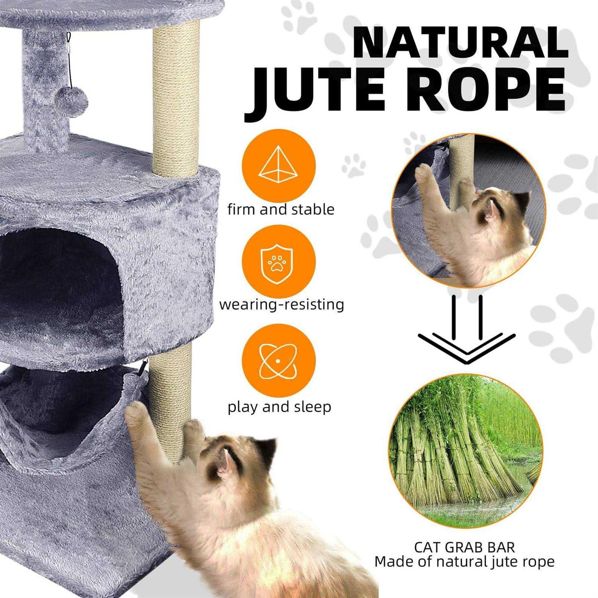Cat Tree with Scratching Post and Hanging Bed S313421