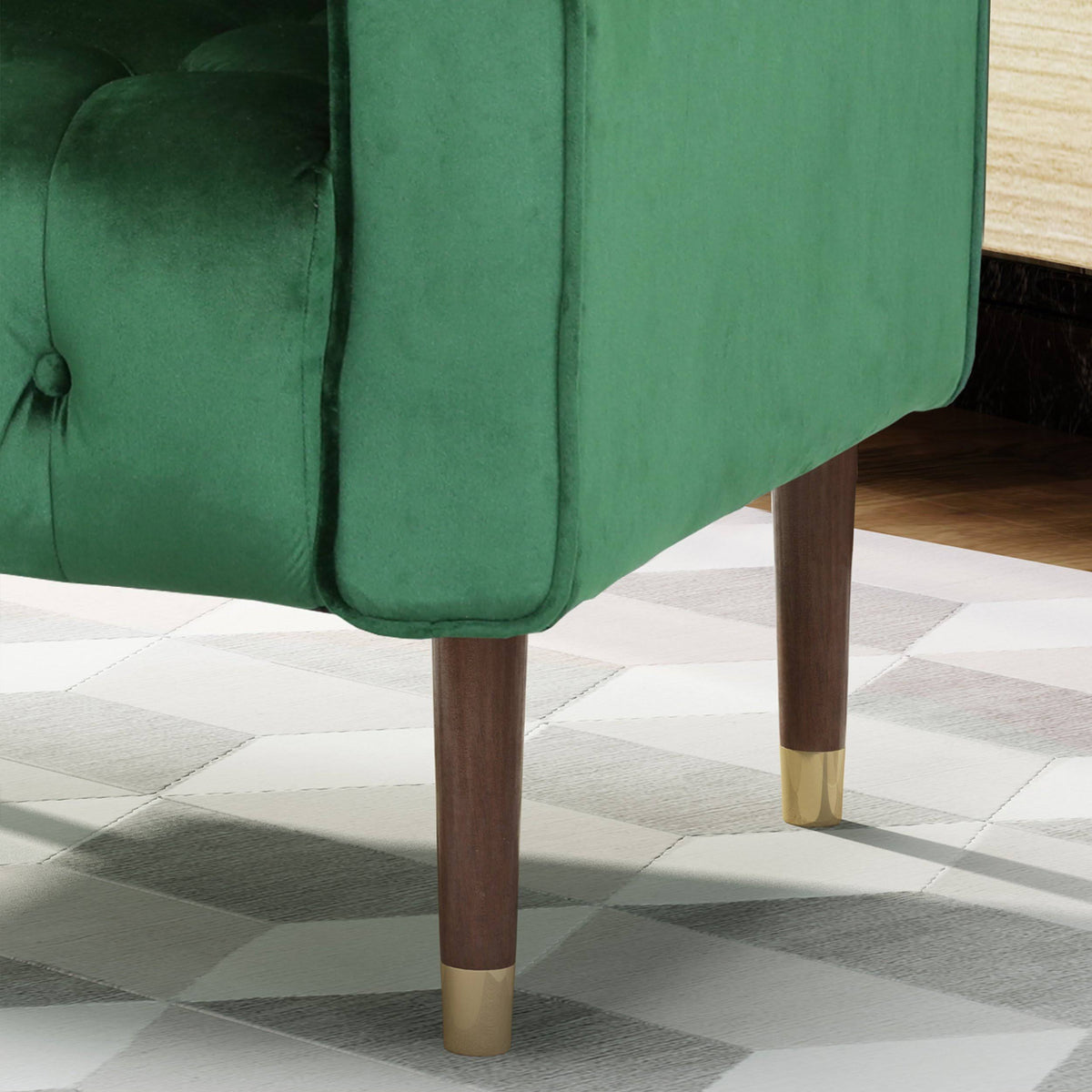 Emerald Velvet Button-Tufted Armchair S555