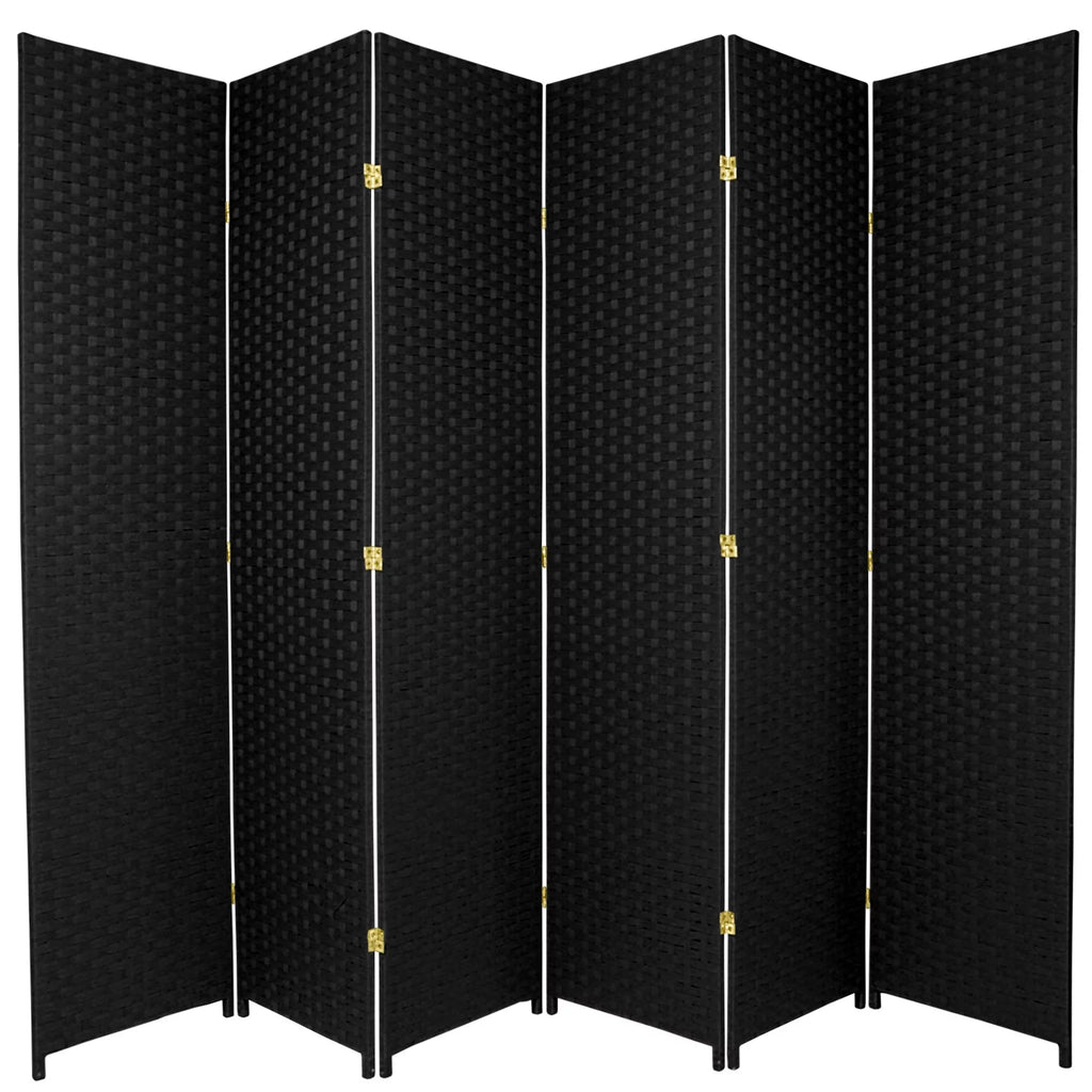 Black 6 Panel Woven Fiber Room Divider A45486