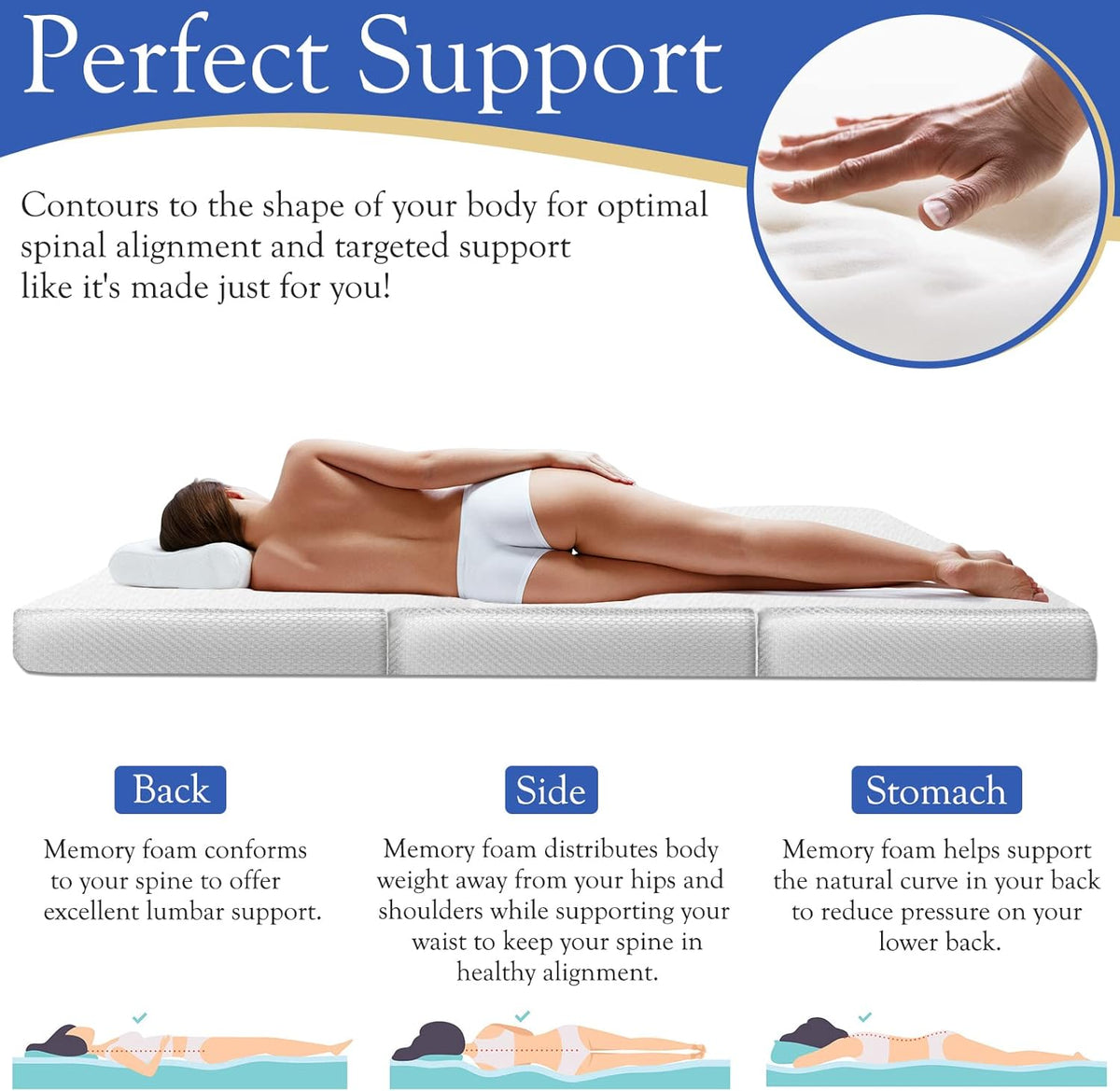 Folding Mattress, Tri-fold Mattress 4-inch, Twin Size, Memory Foam Mattress with Washable Bamboo Fabric Cover V1188