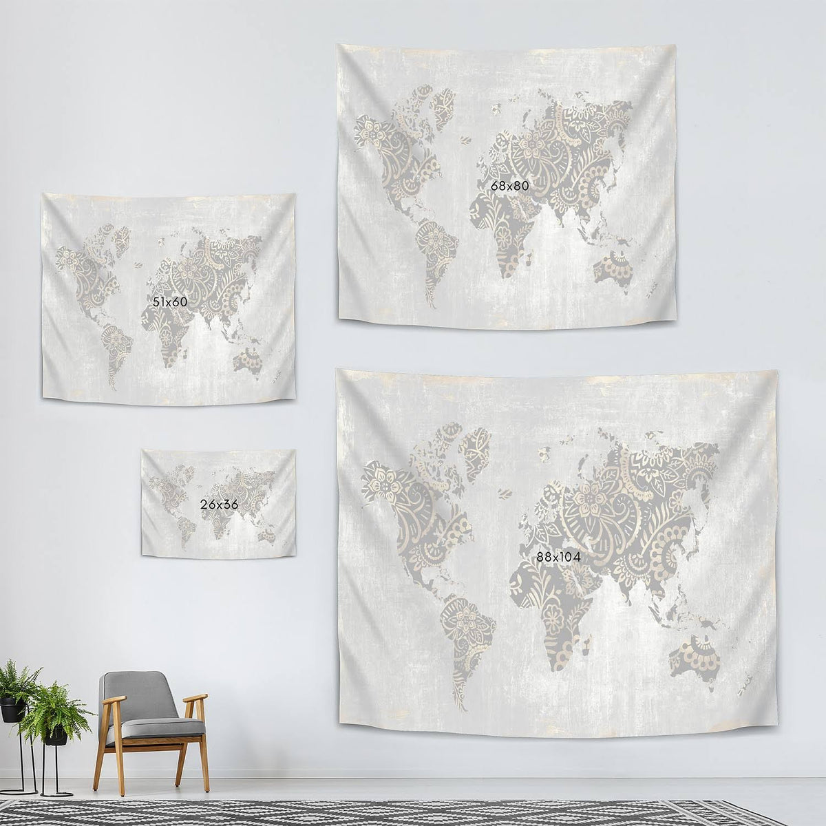 Gold World Map K765
