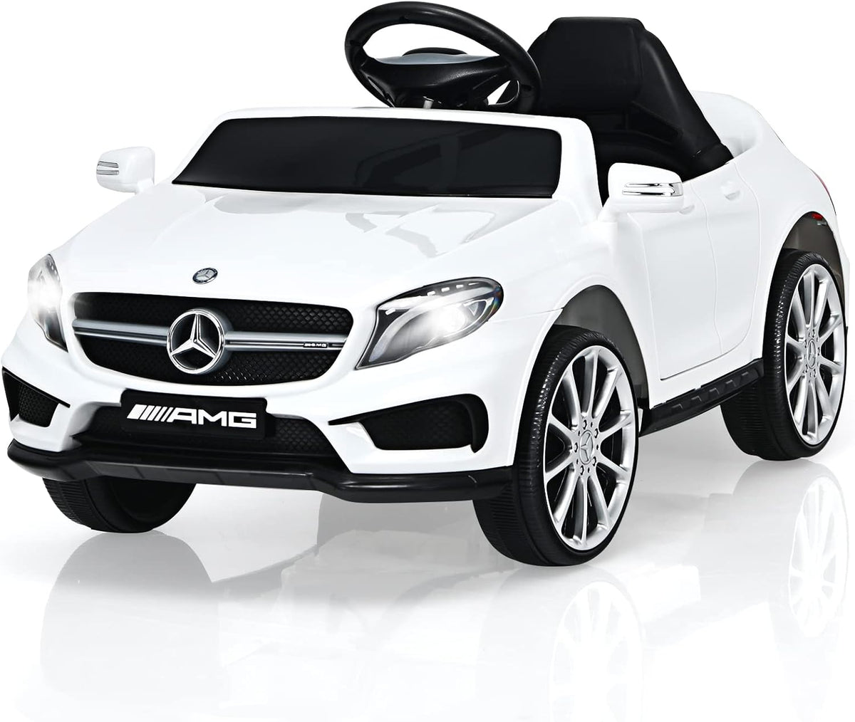 12V Electric Kids Ride On Car with Remote Control, MP3, USB, 2 Speeds, LED Lights, White L653237