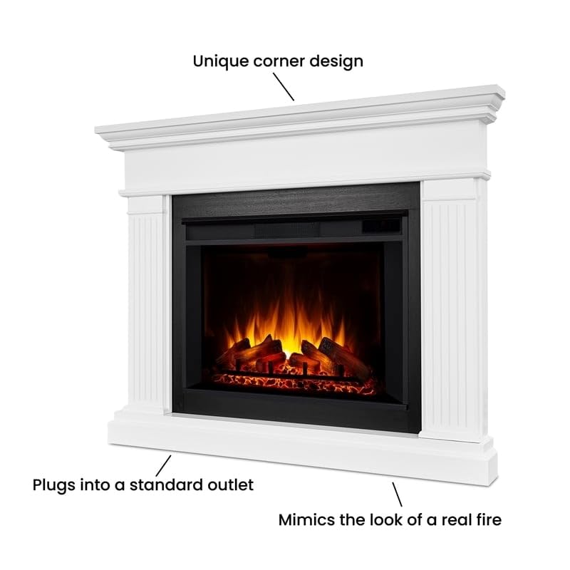 White Corner Electric Fireplace Mantel Heater with Remote Control P437704