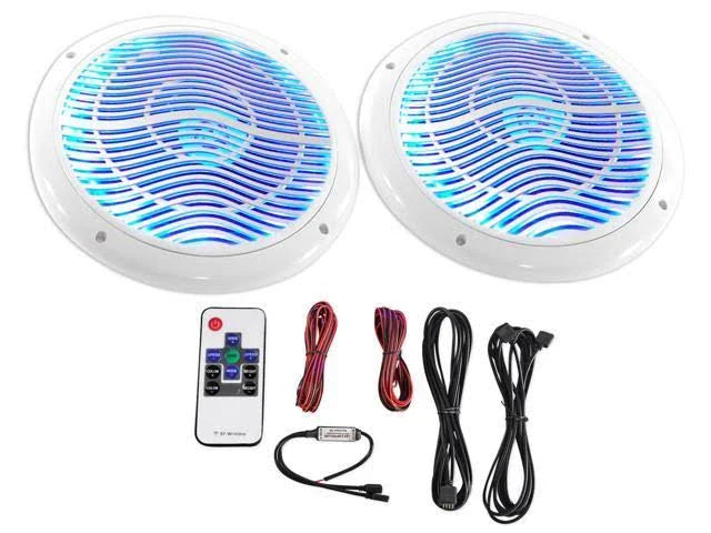 White Marine Speakers with Multi Color LED and Remote B39380