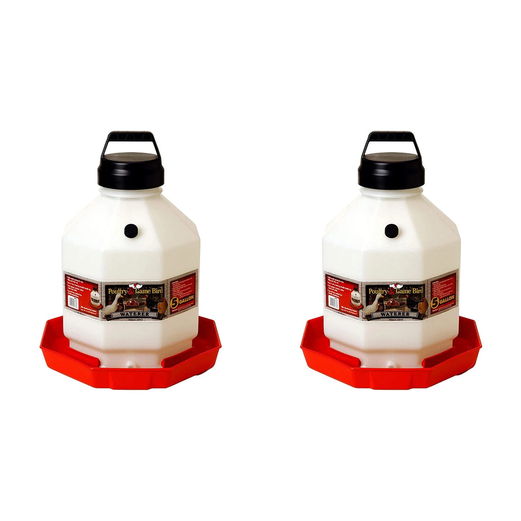 Red 5 Gallon Automatic Poultry Waterer (2 Pack) H4476