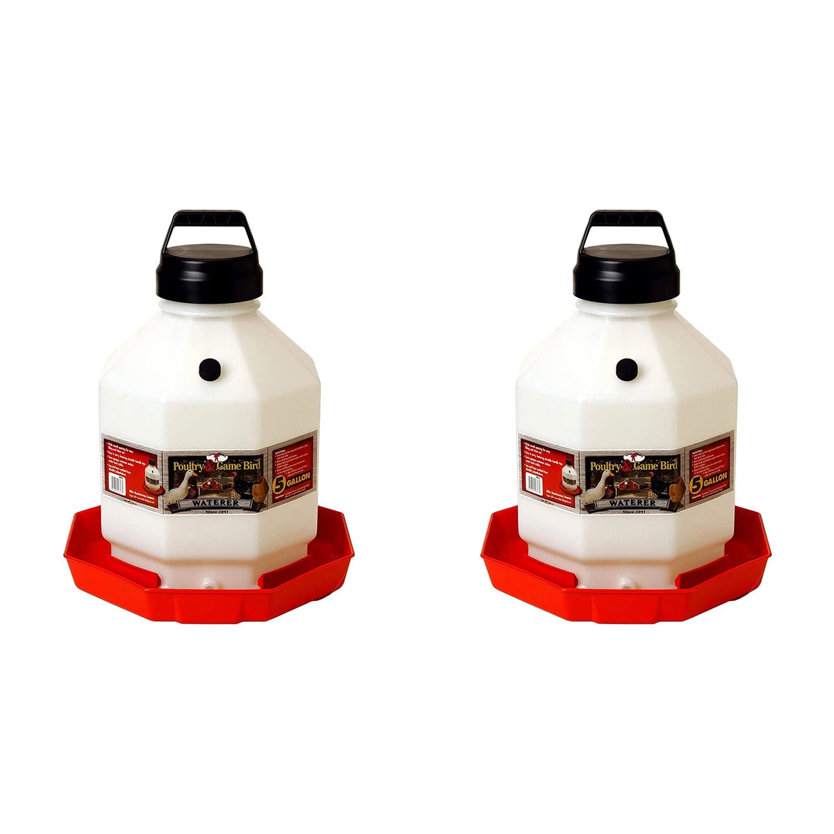 Red 5 Gallon Automatic Poultry Waterer (2 Pack) H4476