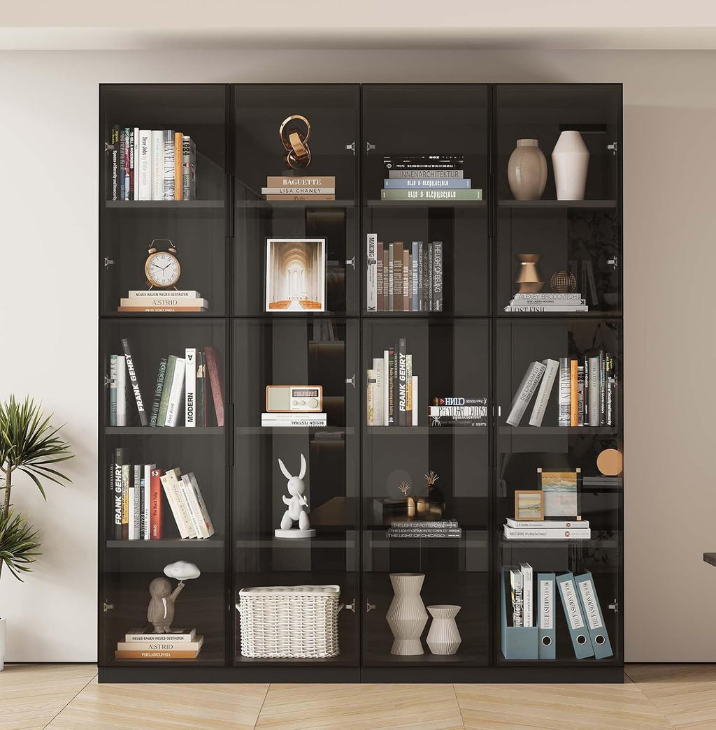 Black Wooden Display Cabinet with Glass Doors E4438
