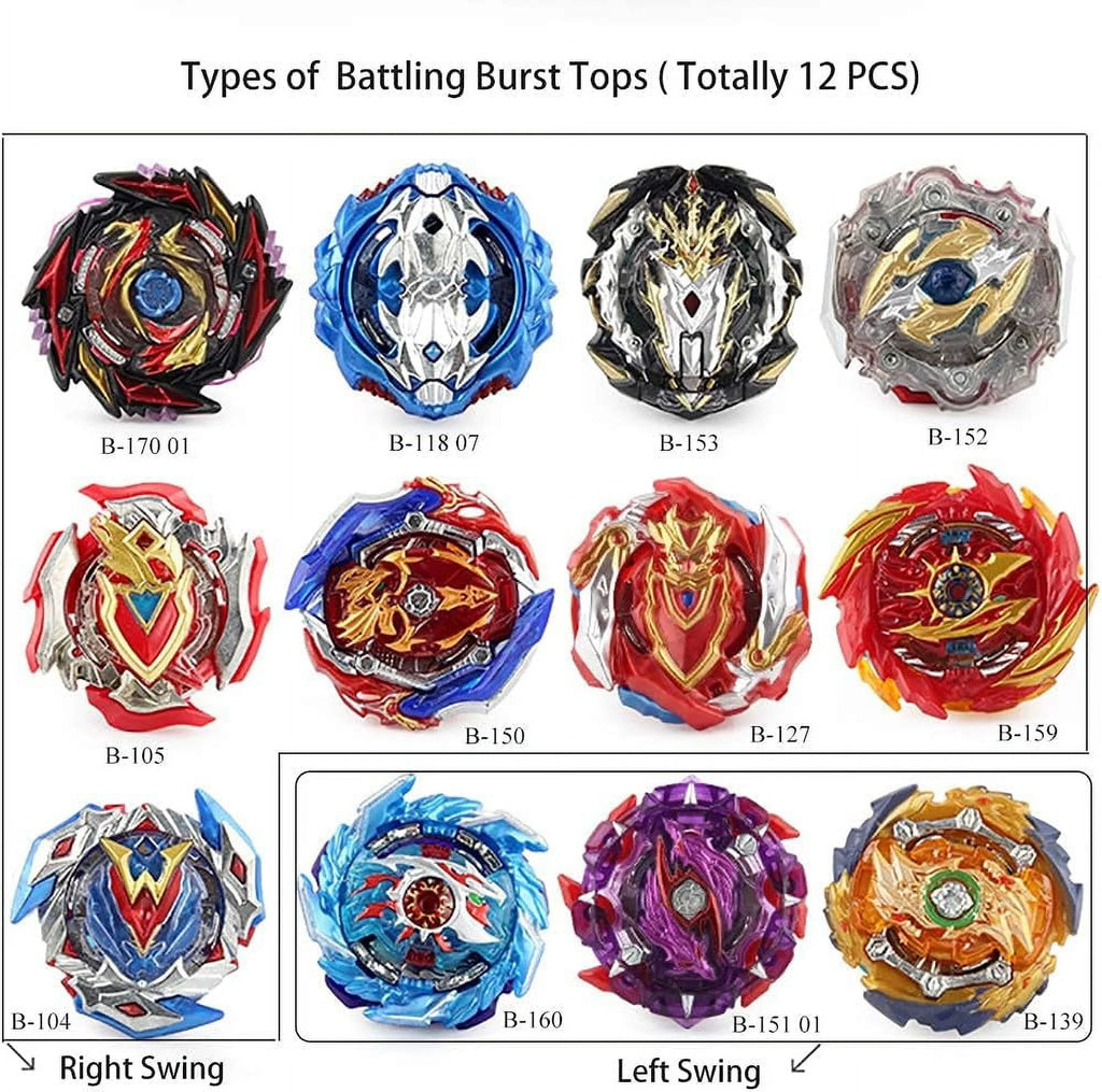 Bey Battling Top Blade Burst 12 Pieces Pack with 4D Launcher Grip R39385