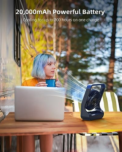 20000mAh Rechargeable Clip on Fan with Light & Hook F644126