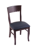 Dark Cherry Finish Dark Blue Seat Chair C22959