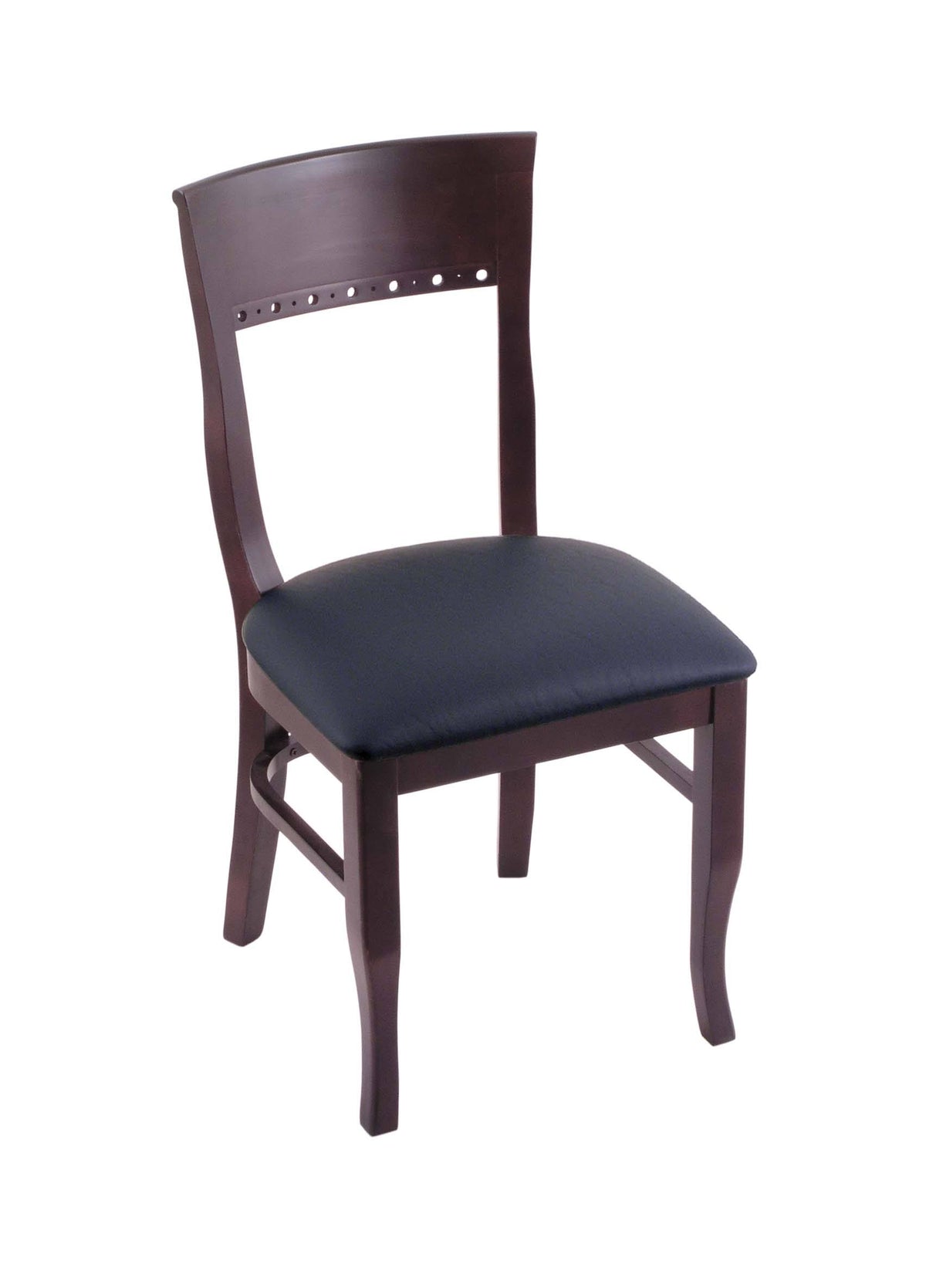 Dark Cherry Finish Dark Blue Seat Chair C22959