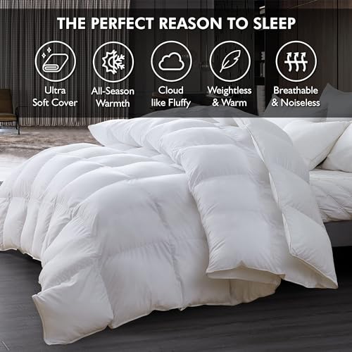 Oversized King 108" x 98" White Goose Down Fiber Comforter with 65 oz. Fill Weight D95669